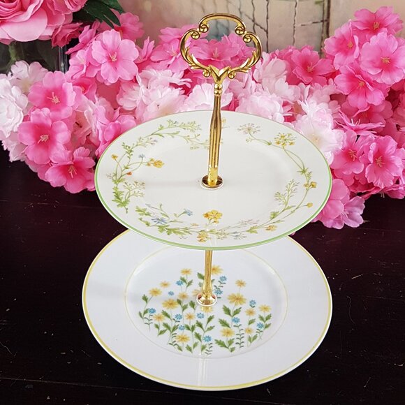 Handmade 2-Tier Stand Tea Party Dessert Jewelry Trinket Tray Christmas Gift - Picture 1 of 8